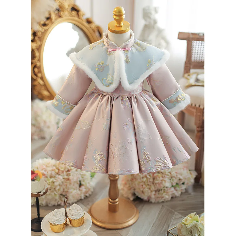 

Chinese New Year's Eve Little Princess Girls' New Year's Eve Banquet Dress Girl Baby Spring Foreign Style Baby Grab Zhou Tang