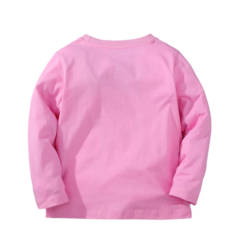 Little maven 2023 Baby Girls Long Sleeves Pink T-shirt Dinosaurs Autumn Cotton Tops Comfort for Kids 2-7year