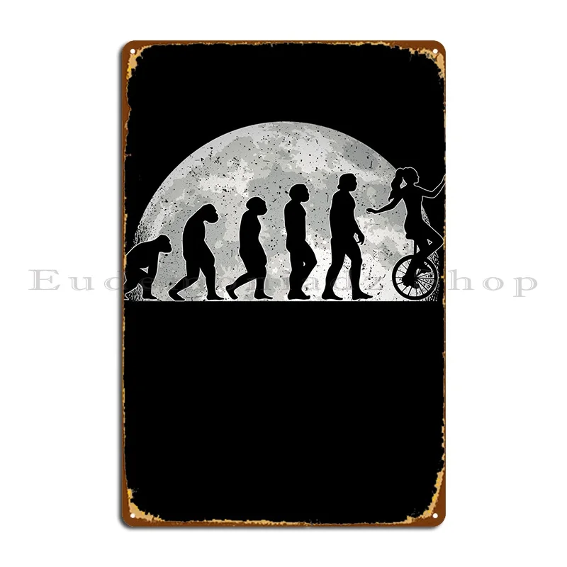 Unicycle Evolution Moon Metal Signs Design Printing Wall Decor Create Living Room Tin Sign Poster