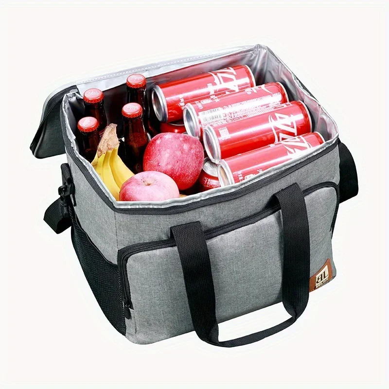 Large Insulated Cooler Portable Lunch Bag, Outdoor Thermal Picnic Tote With Aluminum Foil Lining, Foldable Hand-carry Ice Pack