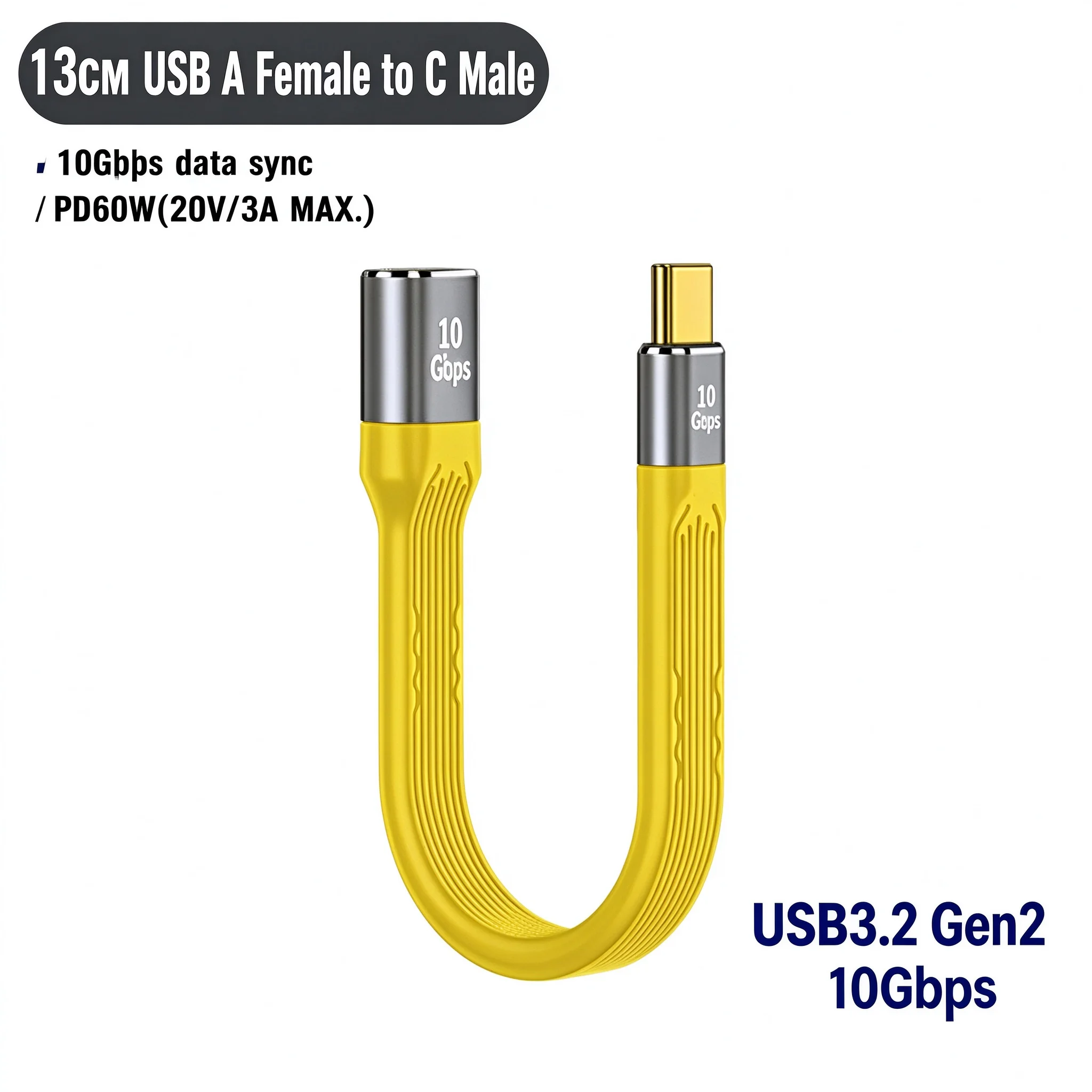 Type-C Male to C Female/A Male FPC Cable 40Gbps High Speed for Laptop HDD Docking Station PD 100W Charging