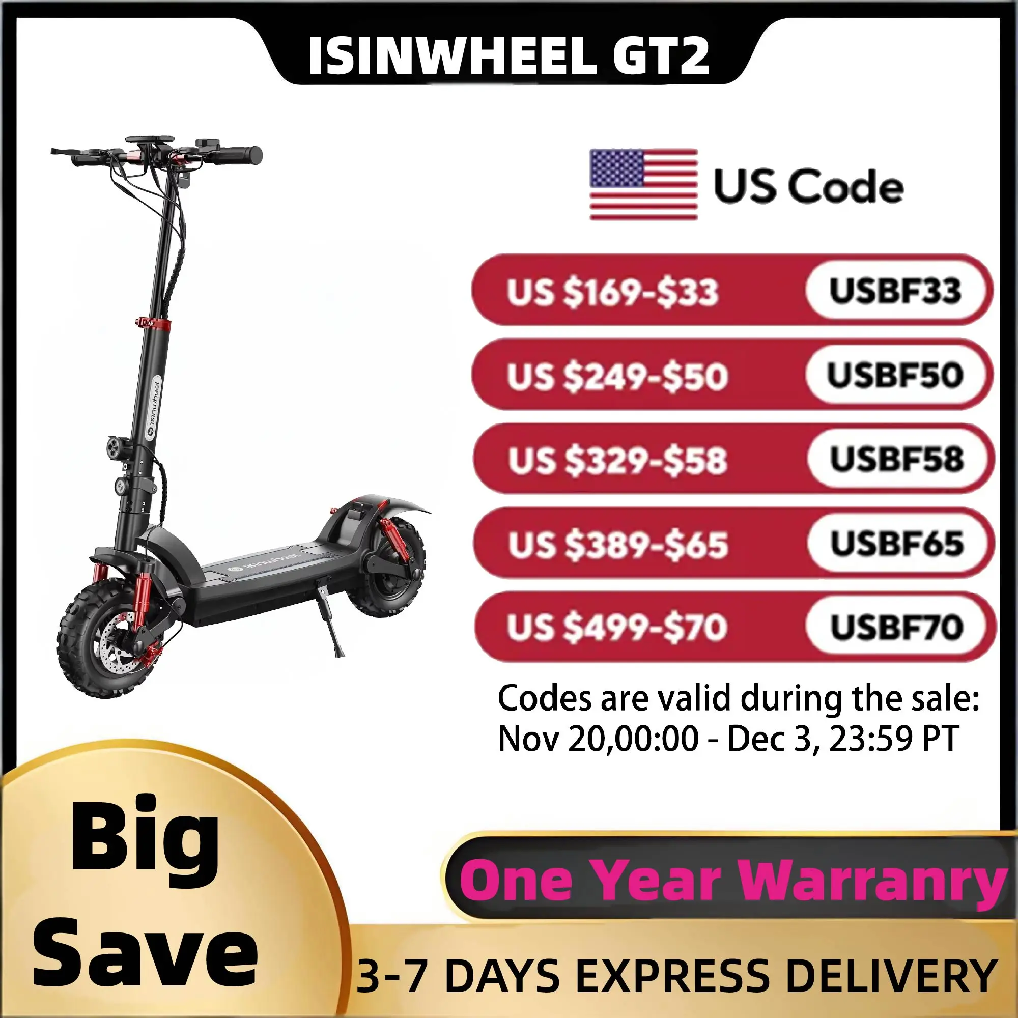 

Isinwheel GT2 Adult Electric Scooter 800W Motor 48V15AH Folding E-Scooter 11 Fat Tire E-Mountain Scooter