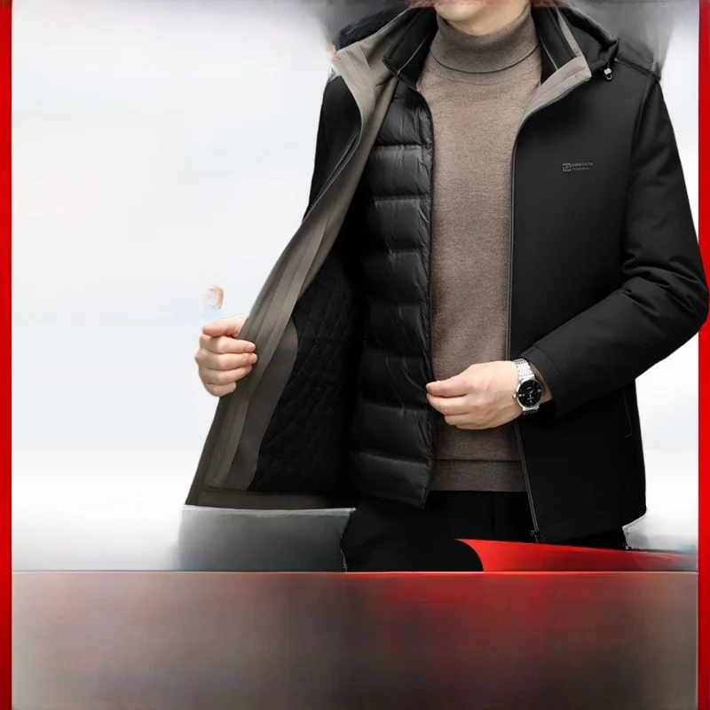 

Мужская утепленная белая пуховая куртка Pierre Cardin с шерстяной подкладкой, съемная, теплая, зимняя, для поездок на работу