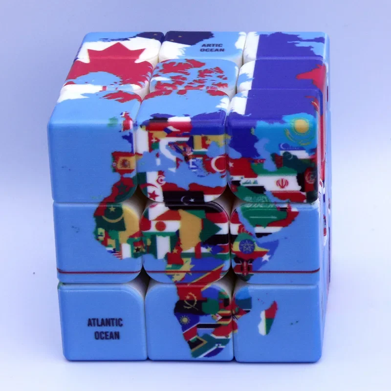 3X3X3 Magnetic Magic Cube Puzzle with Geographical Elements Customized Professional Puzzle Educational Toys