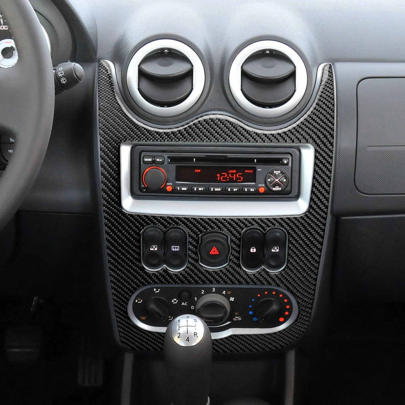 

Декоративная накладка из карбонового волокна на центральную панель CD-радио для Renault Dacia Logan Sandero 2007-2012, аксессуар для интерьера автомобиля