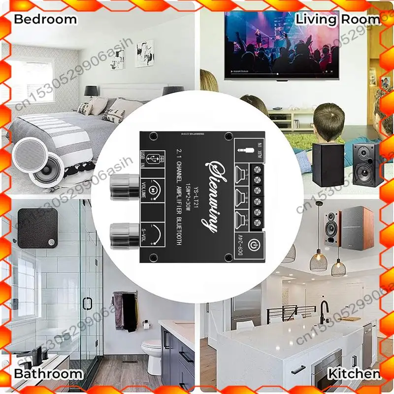 -AT52 YS-LT21 Scheda amplificatore Bluetooth a 2.1 canali 15W + 15W + 30W con manopola subwoofer Modulo audio encoder di regolazione DC9-24V