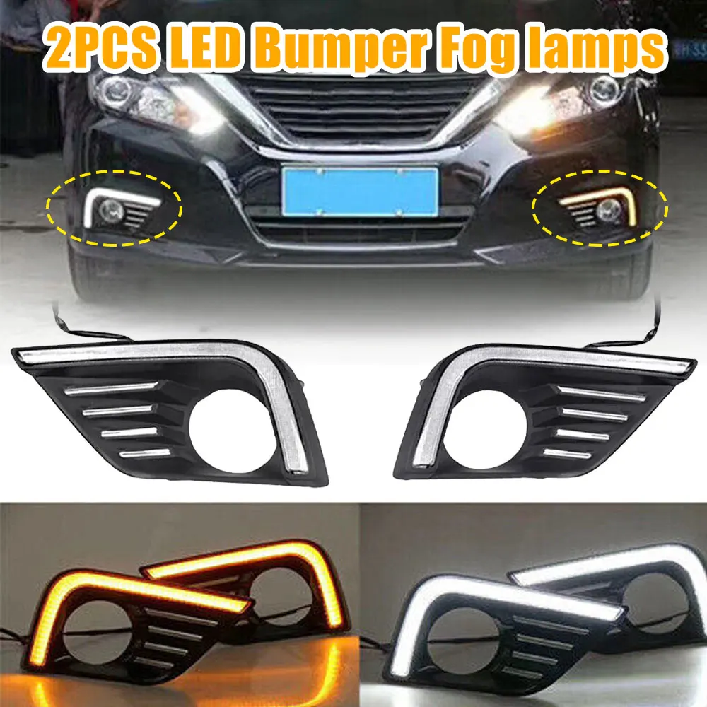 LED Fog Lamp For Nissan Altima 2016 2017 2018 Daytime Running Light Turn Signal