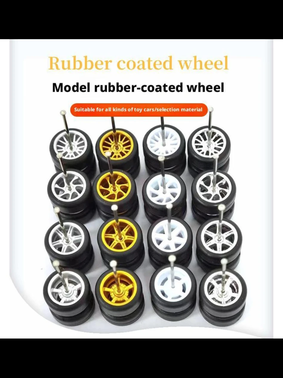 1/64 roues avec pneus fixes en caoutchouc, modèle de voiture en alliage, pneu de roue modifié pour modèle de jouet, voitures moulées sous pression, accessoires de rénovation