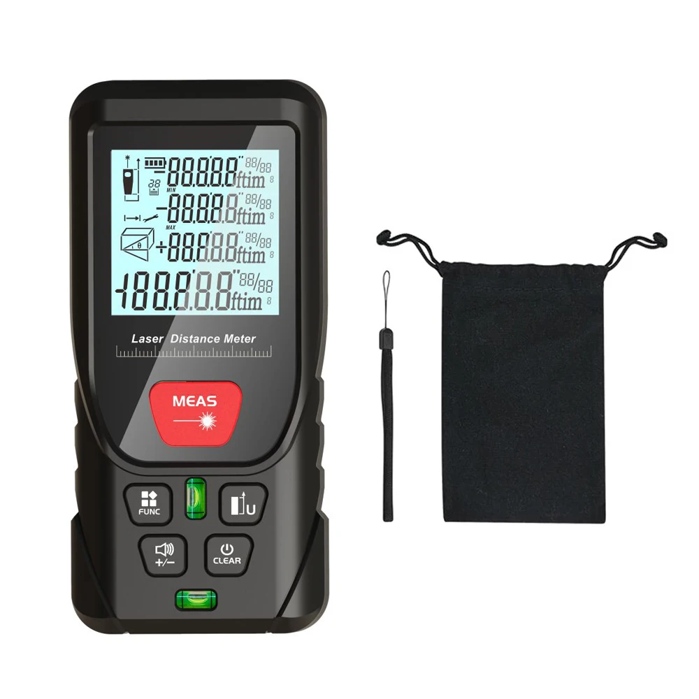 Laser Meter Green Laser Beam Digital Tape 50m 100m 120m Laser Distance Meter 2 Bubbles Leveling  High Accuracy Laser Rangefinder