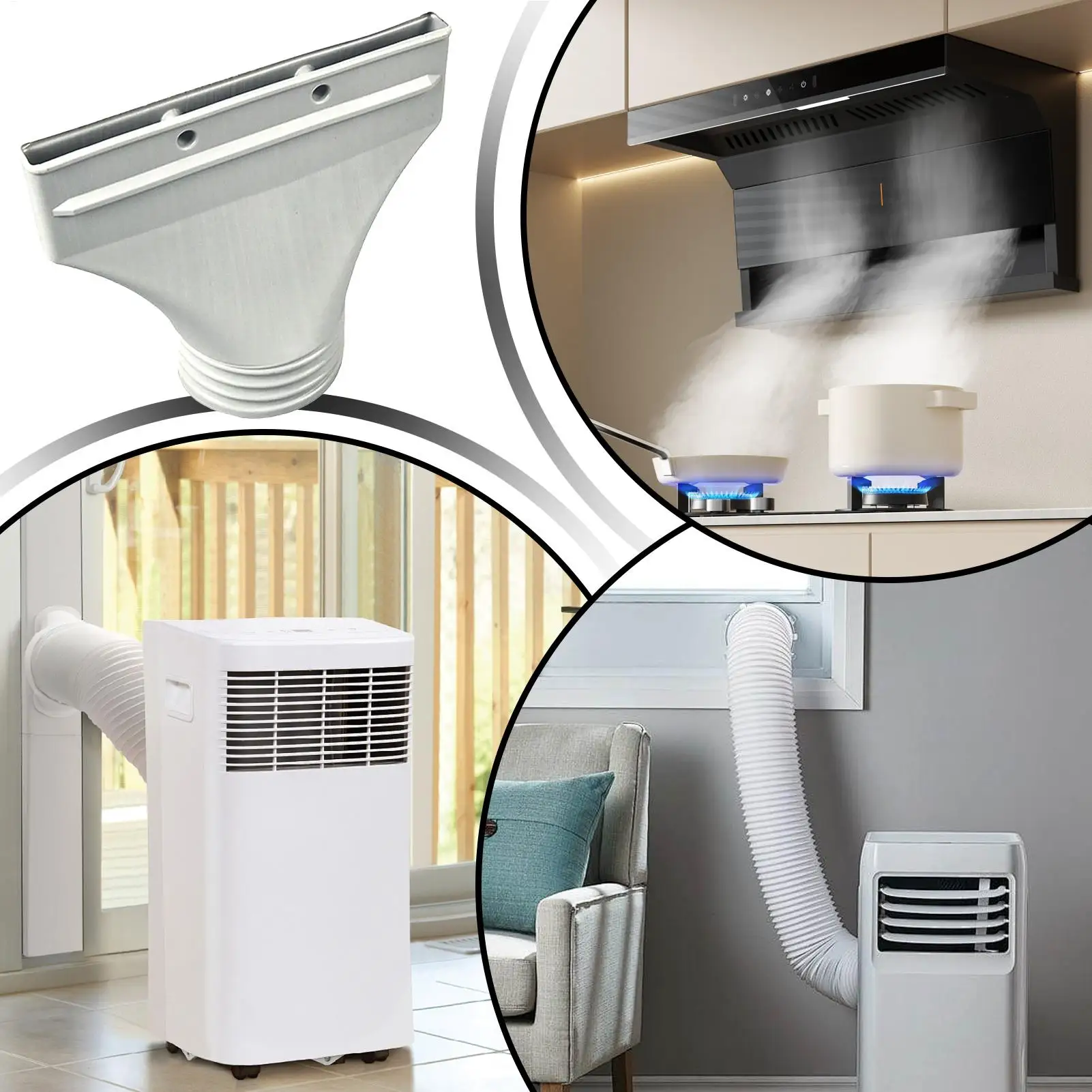 Portable Ac Hose coupler Portable Ac Exhaust Hose Connector Tube Vent Kit Seal Connection Duct for Air Conditioners, Range Hoods