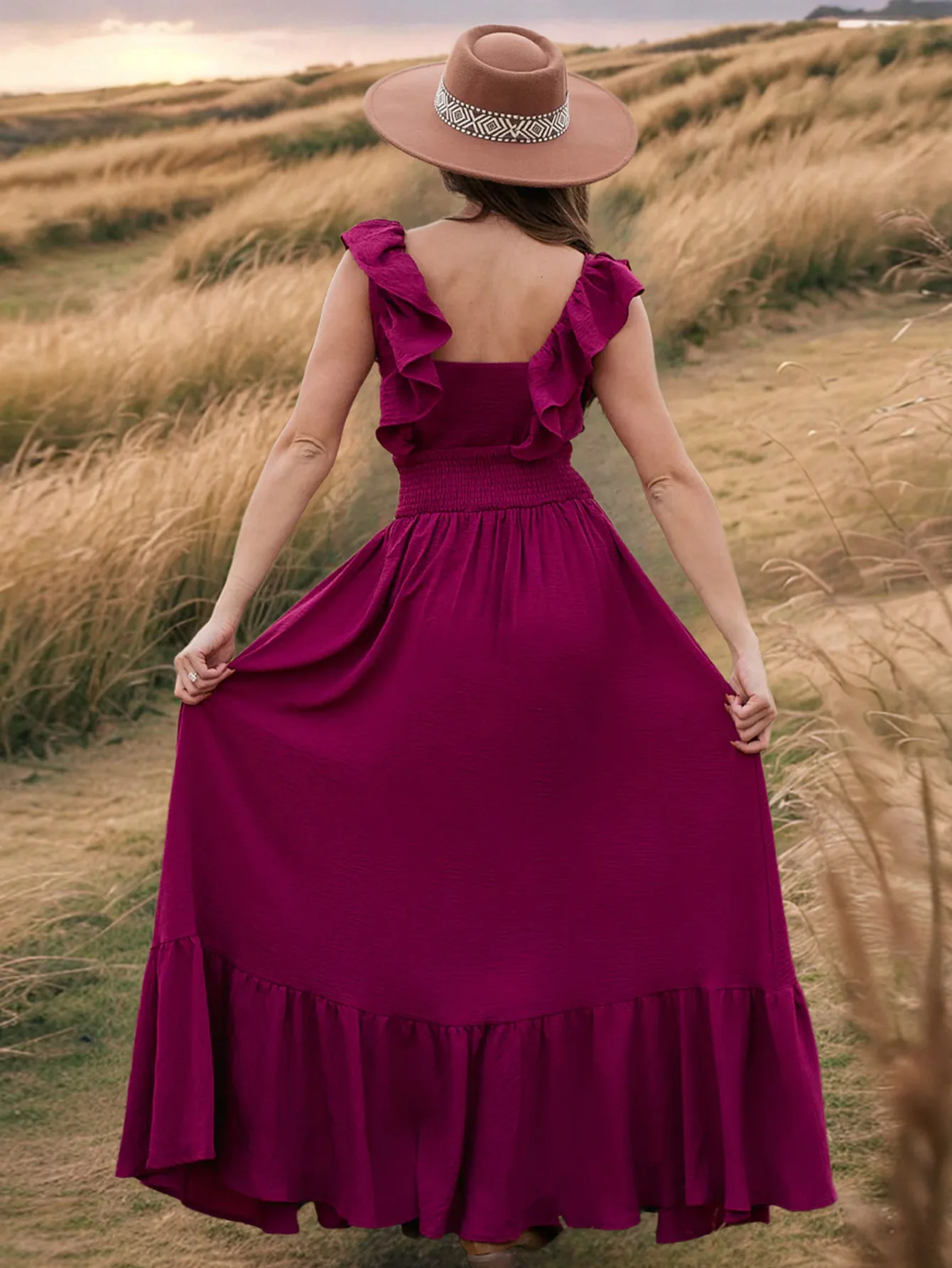 Abito estivo maxi senza schienale con volant sexy donna elegante boho vacanza festa di compleanno abito donna ballo di fine anno abiti lunghi vestido