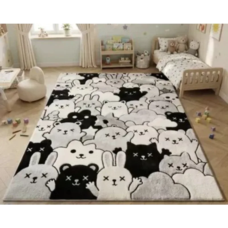 Large Living Room Rug Calico Cat Pattern Carpet Fluffy Soft Bedroom Floor Mat Cow Print Abstract Artistic Home Decor