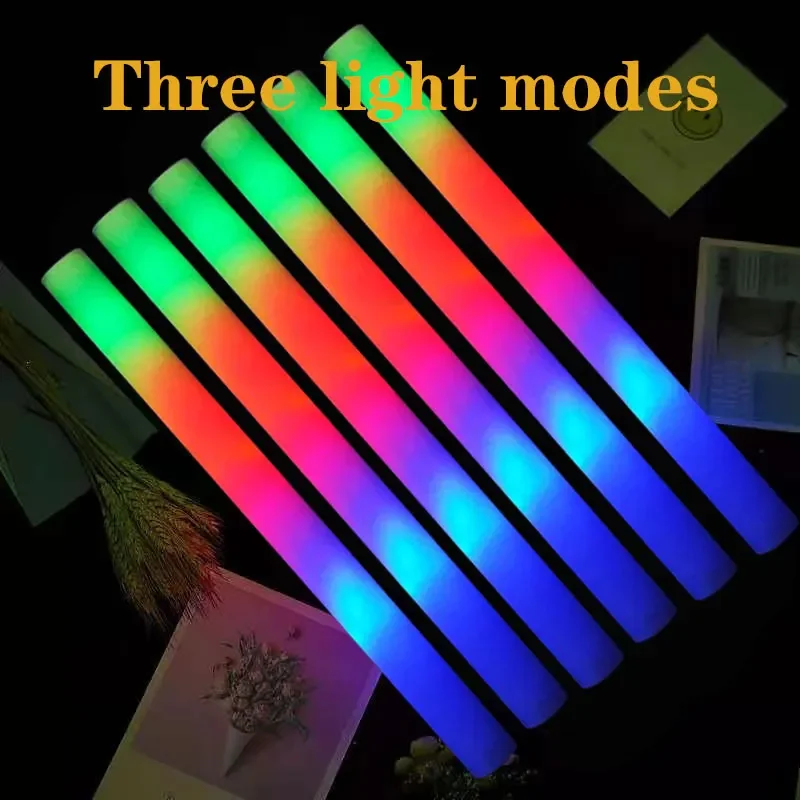 

12/15/30/60Pcs LED Glow Sticks Foam light Stick 3 light modes foam led sticks for Xmas Birthday Wedding party decoration
