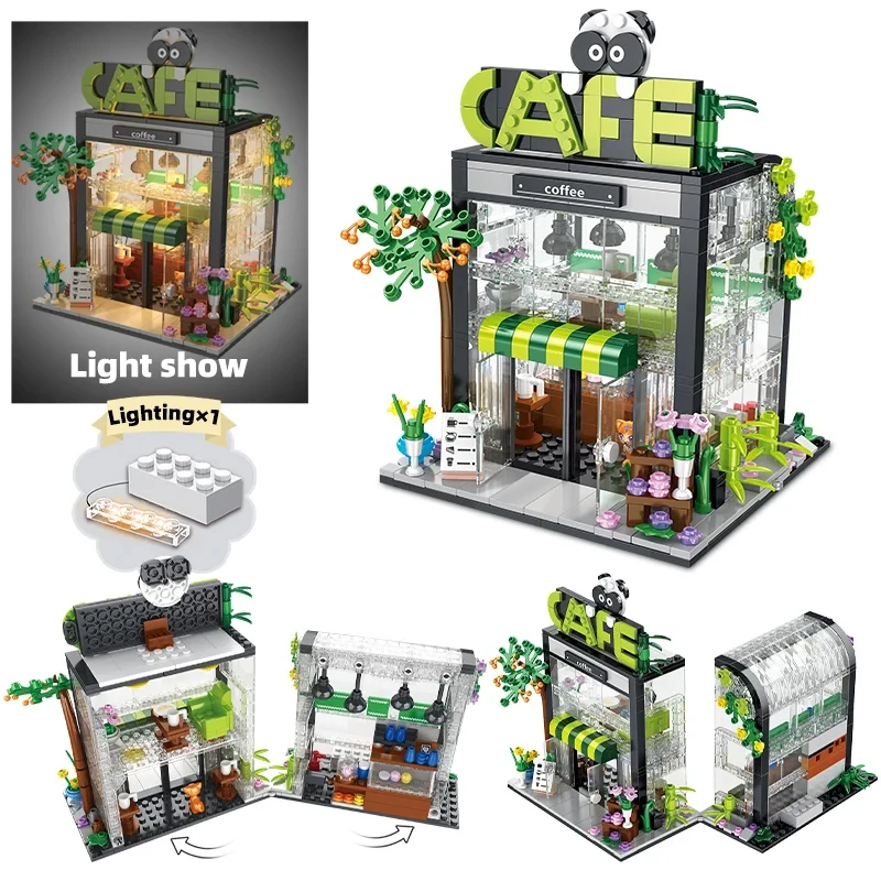 

500+PCS Creative Bouquet Store House Bookstore Model Building Block City Landscape Summer Tent Coffee Shop Toy Christmas Gift