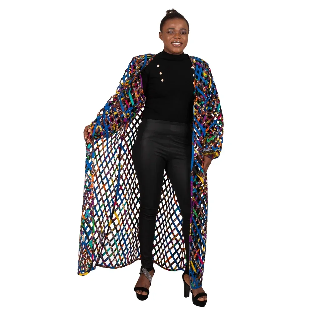 

Fashion Hollow Out Dress for Women with Belt New Trendy African Dresses Customize Ankara Style Clothes Robe Kg1138