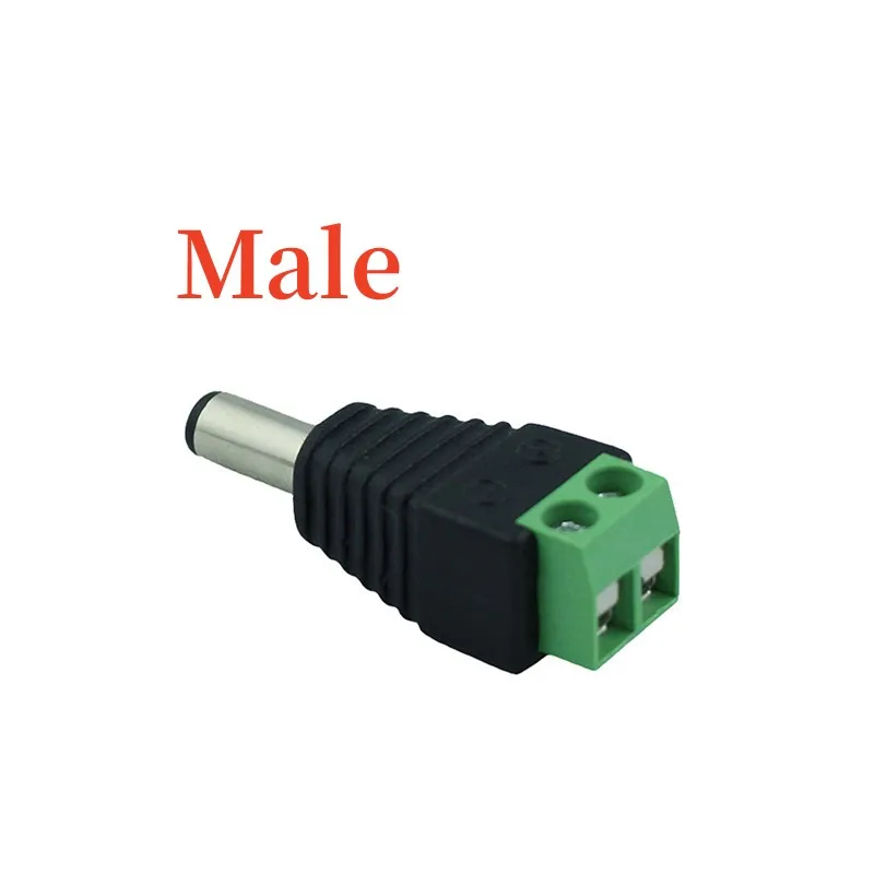 5.5mm x 2.1mm Female Male DC Power Plug Adapter for 5050 3528 5060 Single Color LED Strip and CCTV Cameras