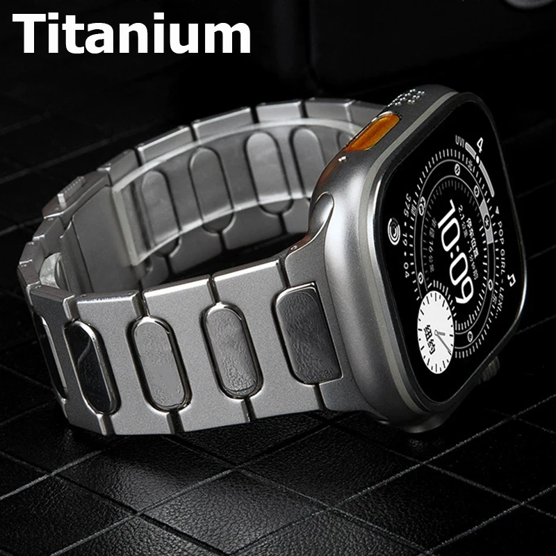 Titanium Band for Apple Watch Ultra 4/3/2 49mm Metal Strap For iWatch Series 12 11 10 9 SE 44mm 45mm 46mm Natural Titanium Strap