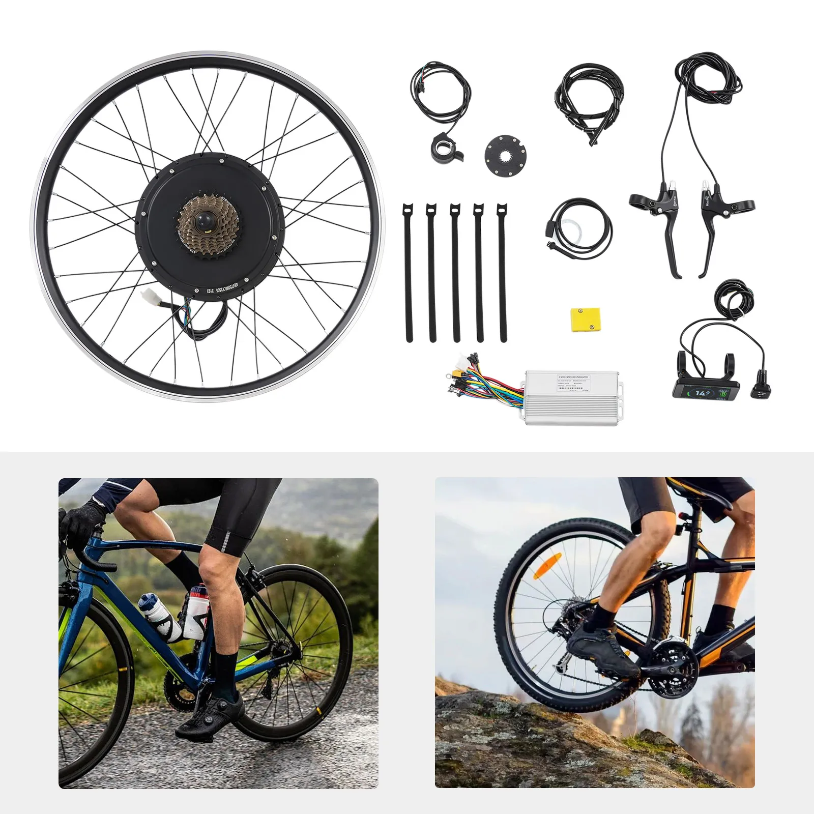 

750W E-bike Conversion Set, 130-150kg Load Capacity Bicycle Engine Kit With LCD Display For Cyclists, Commuters, Students