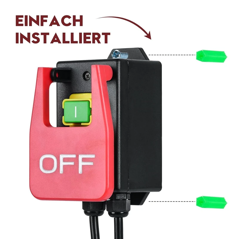 220V Single Phase On/Off Switch, Safety-Switch With Large Stop Shield Paddle For Quick Emergency Stops EU Plug