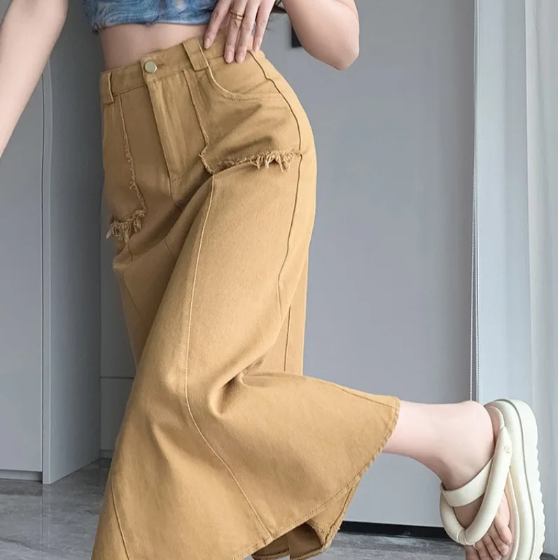 

Women's Denim Skirt Harajuku Korean 90s Casual Y2k Oversize Skirt Fashion Vintage A-line Jean Skirt 2024 2000s Clothes