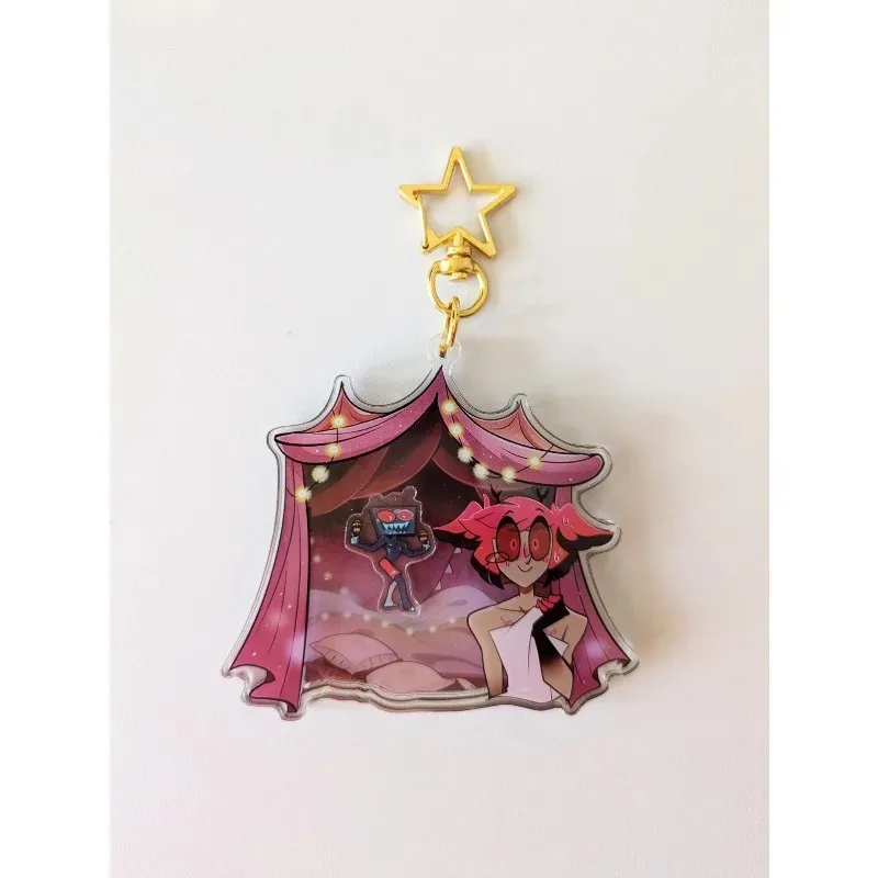 

Shaker Charm Alastor Vox Hazbin Hotel Season 2 Radiostatic Voxal Easy Original Acrylic Handmade Cute Cartoon Anime Keychain
