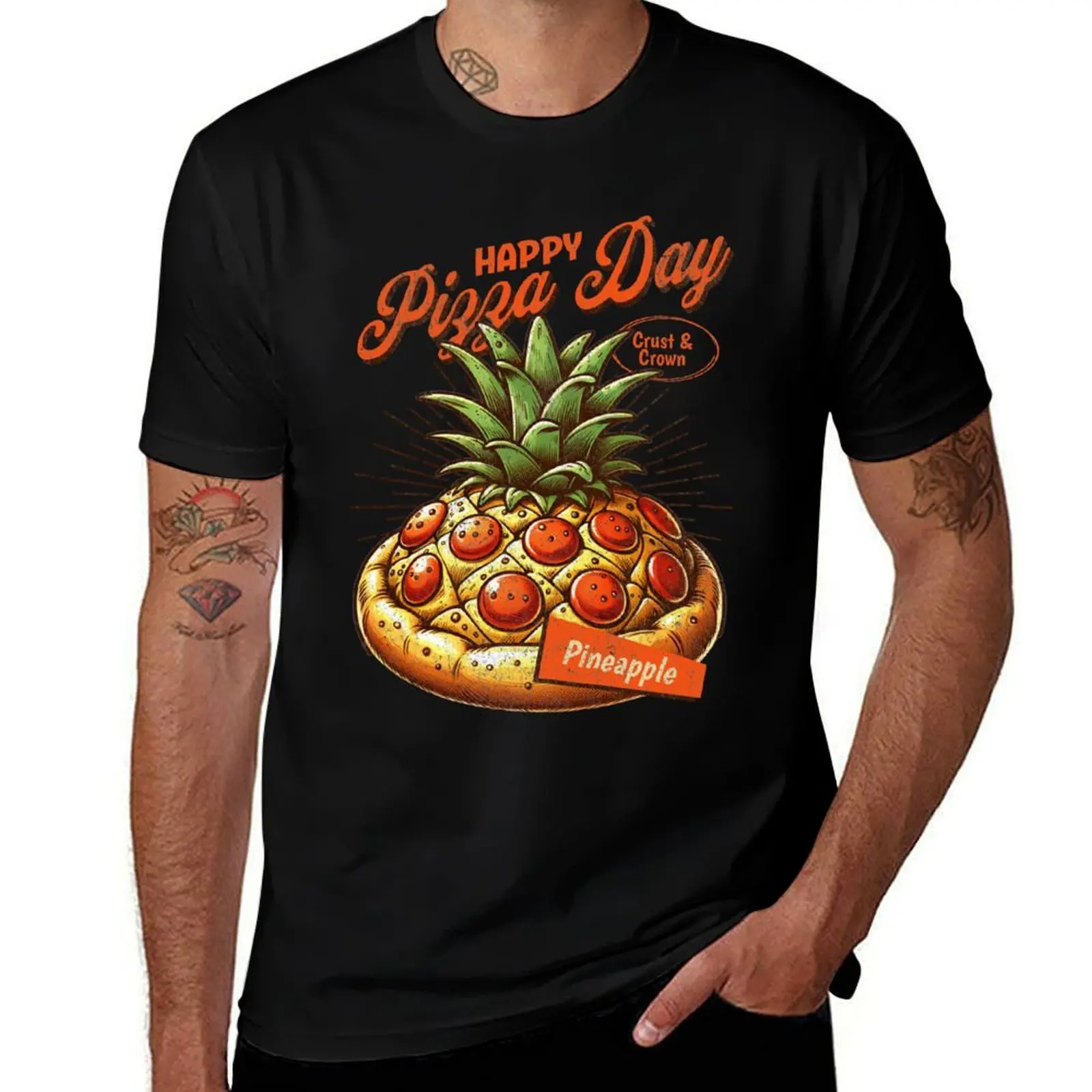 

Happy Pizza Day Pineapple T-Shirt anime stuff customizeds Anime t-shirt compression shirt men