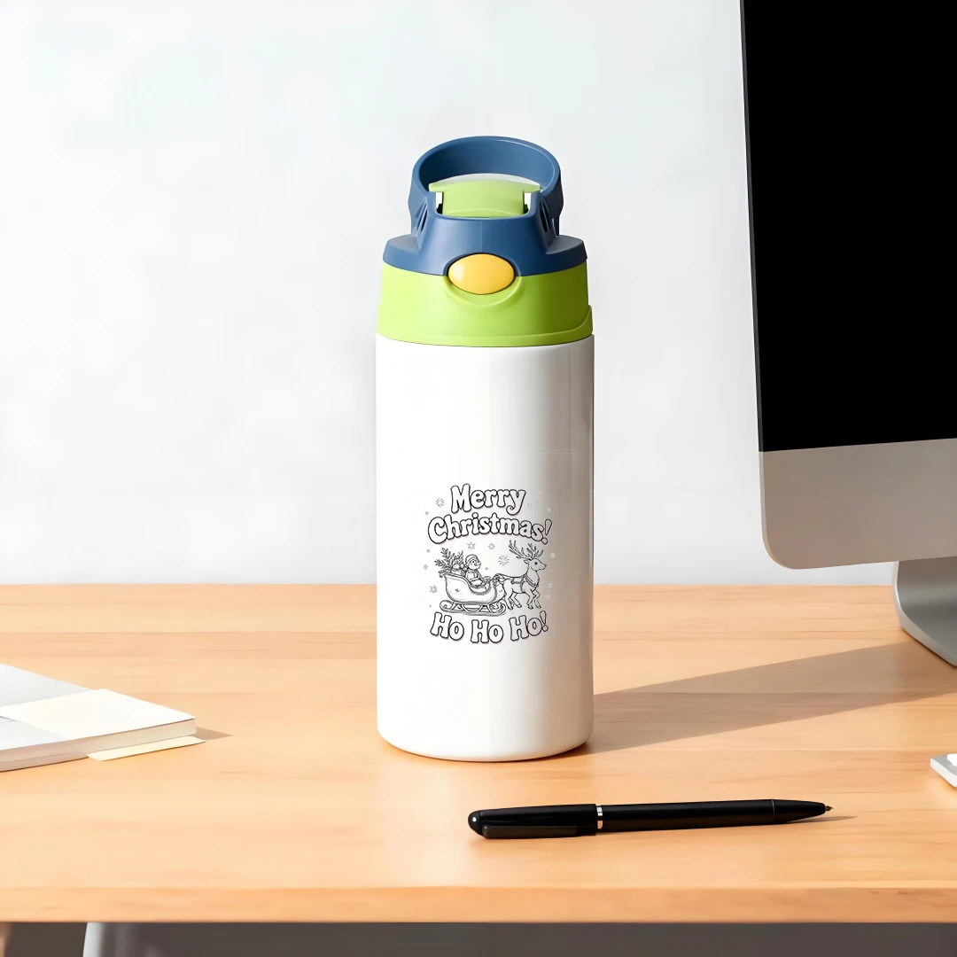 304 스테인리스 보온컵 + 만화 산타클로스 썰매 빨대컵 + 어린이 물컵 - 필수 크리스마스 선물