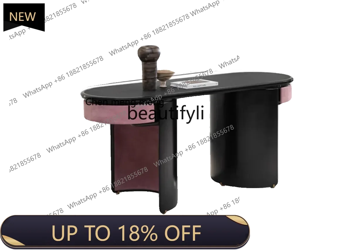 

P178 Desk Simple Modern Matte Leather Italian Minimalist Light Luxury Study Hotel Household Villa Showroom Leather Table