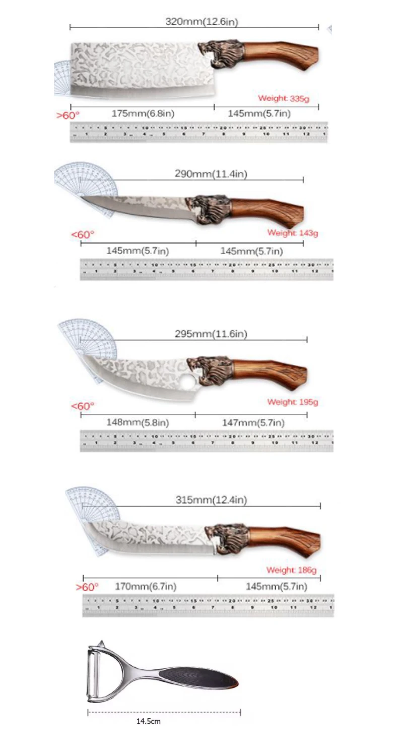 WXCOO Professional Forged Boning Knife BBQ Butcher Knife for Cut Fruit Vegetable Meat Cleaver Stainless Steel Kitchen Knife