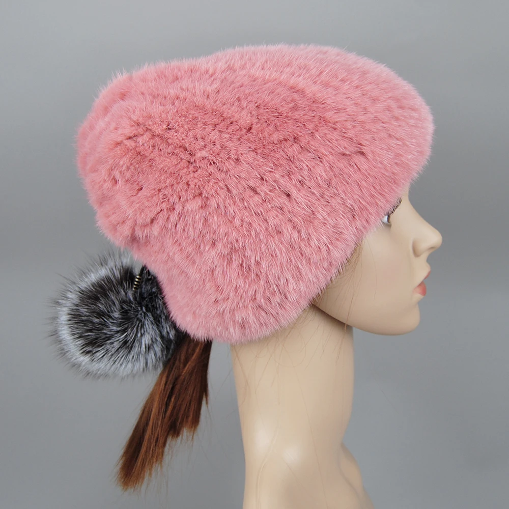 Real Mink Fur Hats For Women's Luxury Fashion Brand High Quality Cap Christmas Hat Warm In Russian Winter Lady Fur Hat