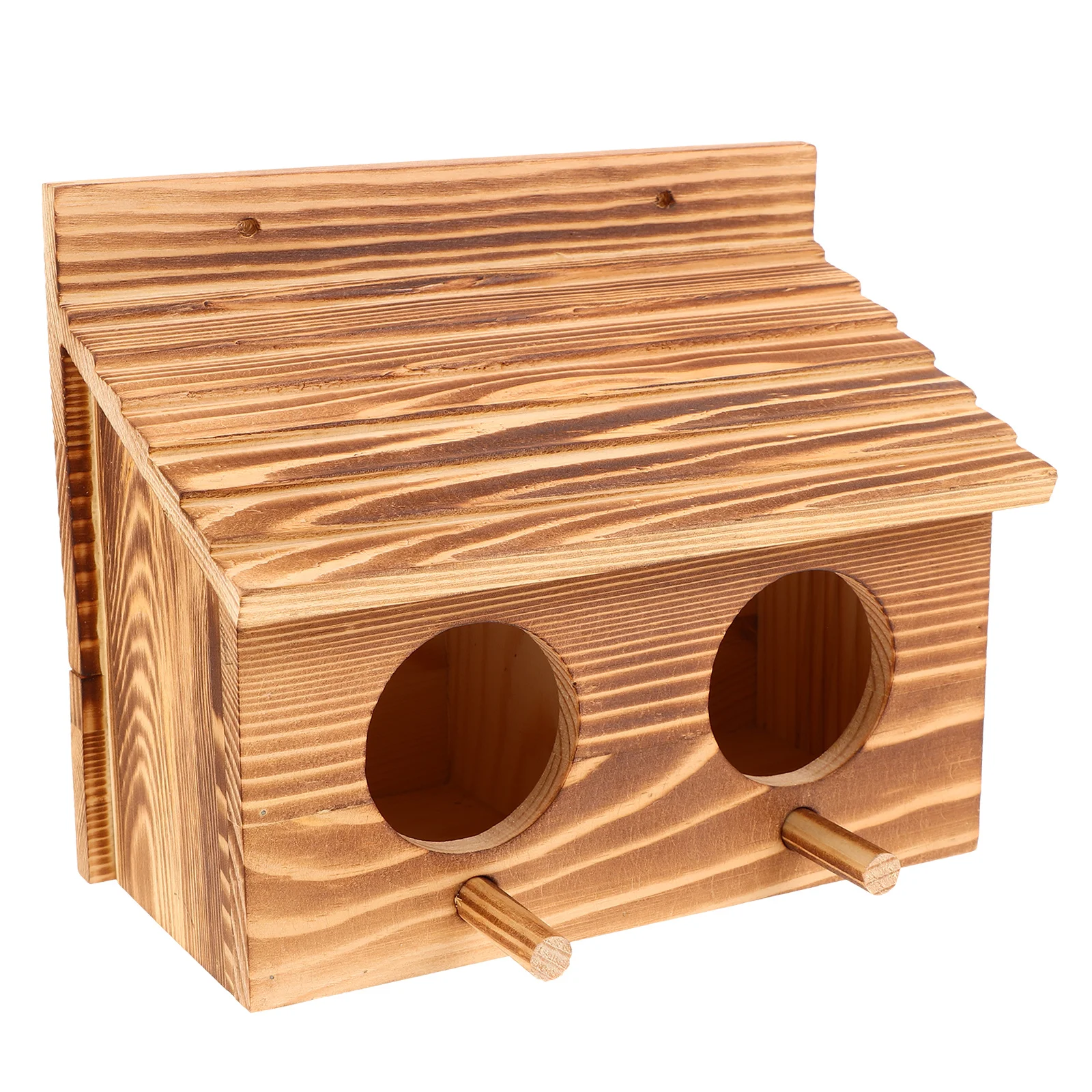 

Wooden Birdhouse Double Hole Outdoor Parakeet Nesting Box Natural Wood Bird Nest Breeding Box for Parrot Cockatiel Finch