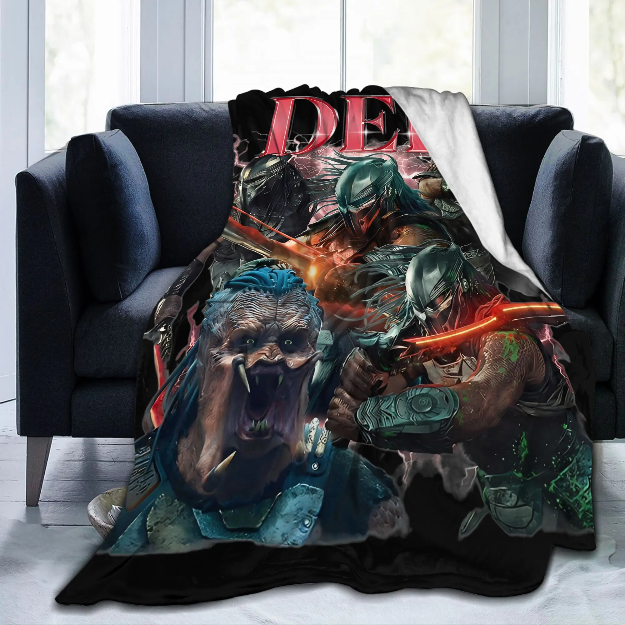 P-Predators Dek Yautja Badlands Blankets Warrior Movie Fuzzy Throw Blanket Bed Sofa Rug Piece Lightweight Bedspread Portable