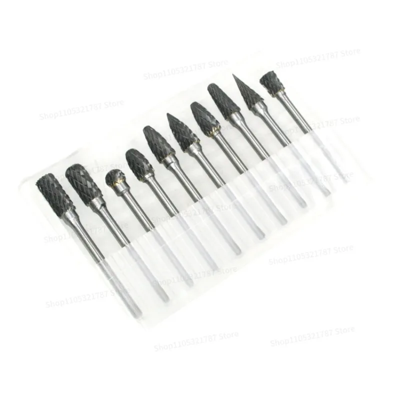 3 * 6Mm Set Tungsten Steel Rotary File Grinding Head Carbide File Wood Engraving Grinding Needle Alloy File 10 Pcs