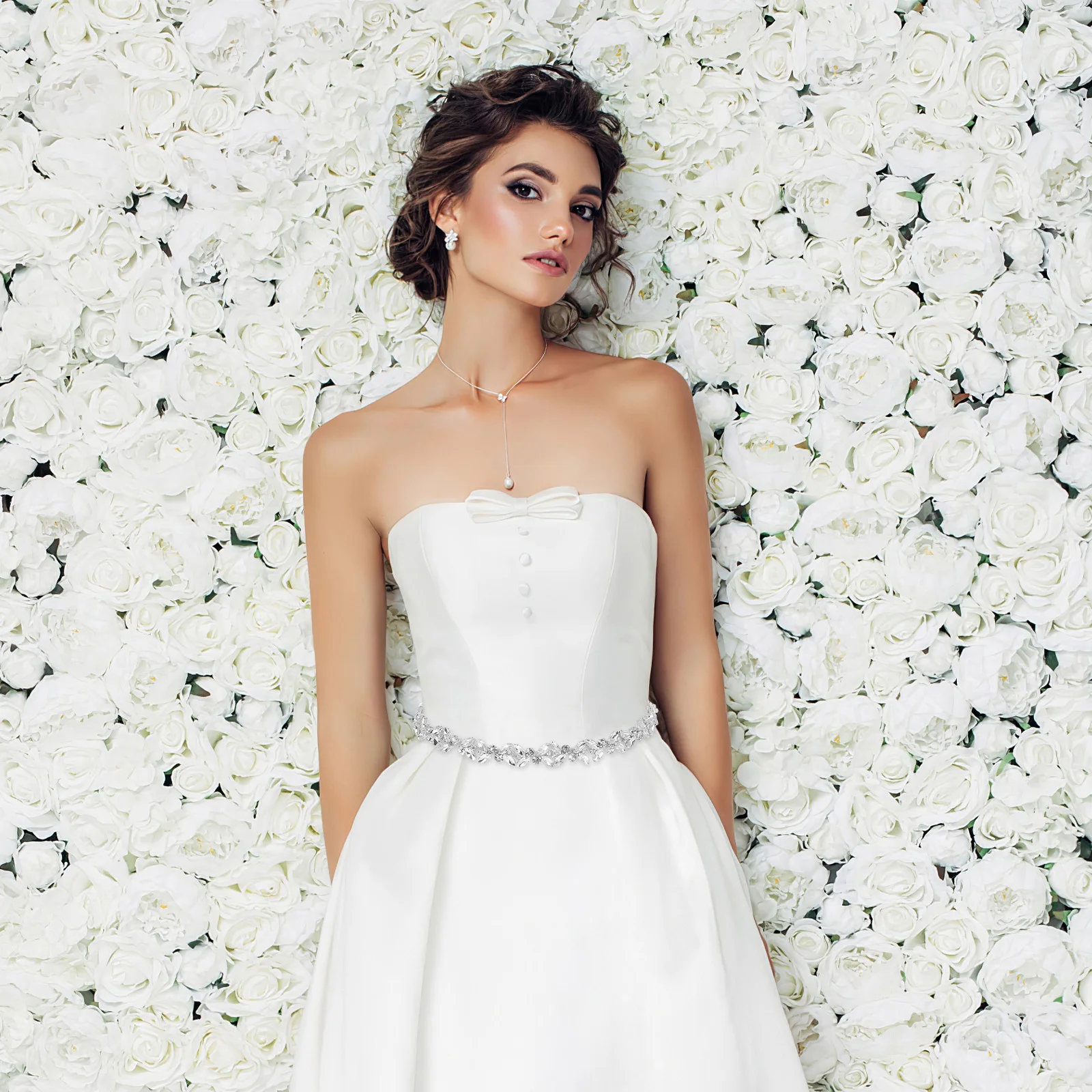 270 سنتيمتر حجر الراين حزام ثوب الزفاف شريط من الساتان فساتين الزفاف الرسمية تألق زين اليدوية وشاح وصيفه الشرف سلسلة الخياطة حزام #1