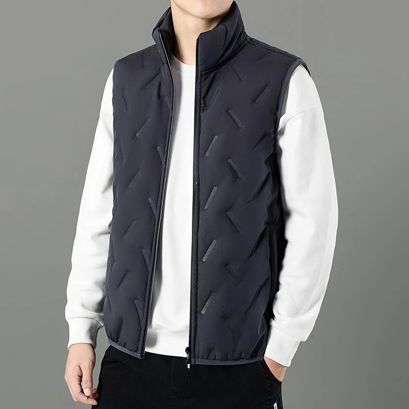 

Autumn Winter Warm Thickening Men Vests Korean Fashion Male Sleeveless Jacket Stand Collar Warm Waistcoat for Men Comfortable