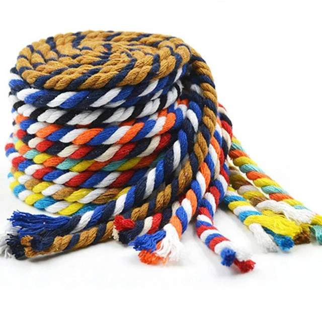 Factory Supply 5mm Colored Three-color Mixing Cotton Rope 3 Strand Twisted Cotton Rope For Macrame