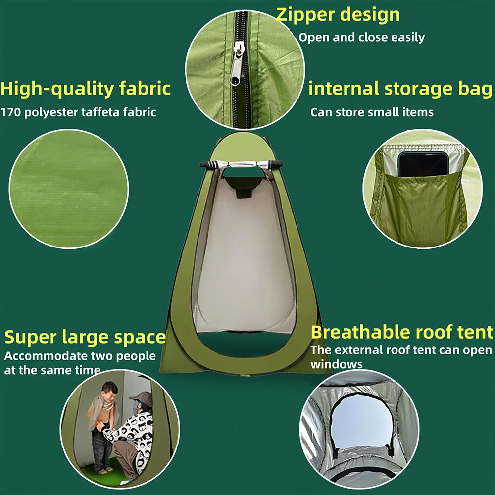 Portable privacy shower tent, outdoor waterproof dressing room shelter, camping hiking beach toilet shower bathroom