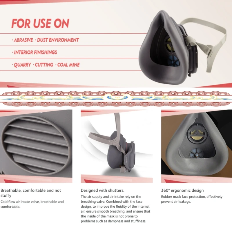 หน้ากากกันฝุ่น, หน้ากากป้องกัน, ขัดฝุ่นอุตสาหกรรม, การตกแต่งต้นปูนซีเมนต์เหมืองถ่านหิน, หน้ากากช่วยหายใจ 3700