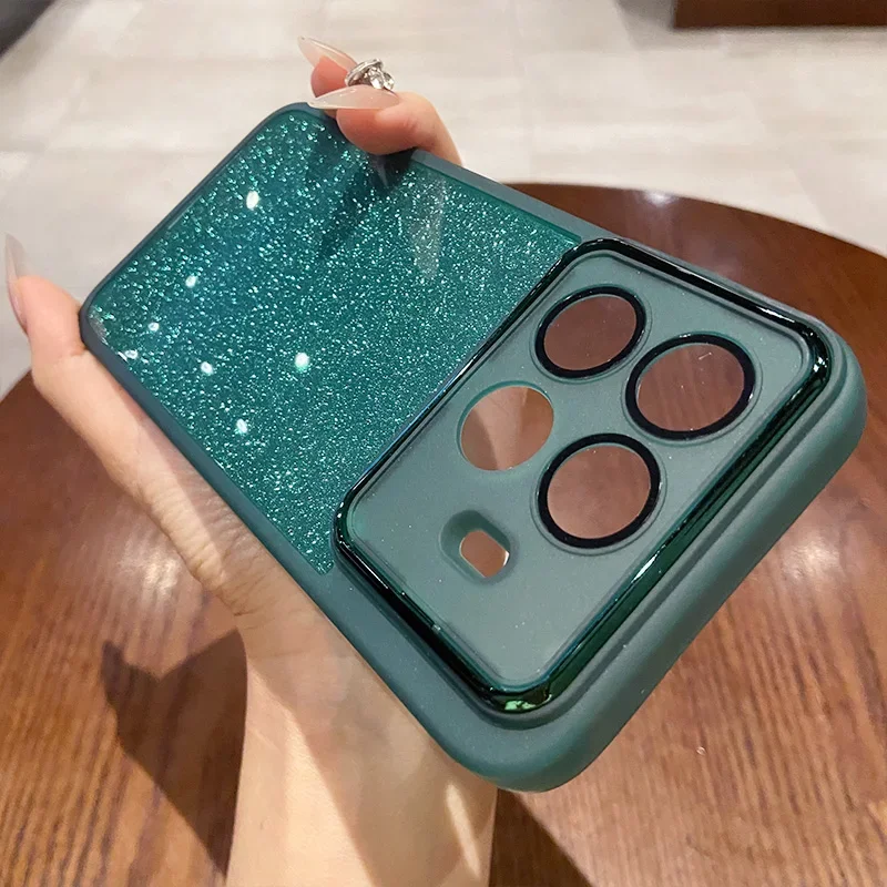 Glitzer-Hülle für Xiaomi 15T 17T Pro Kameralinsen-Schutzfolie Schützende Handyhülle Silikon Transparente TPU Weiche Schutzhülle für Xiaomi Mi15T