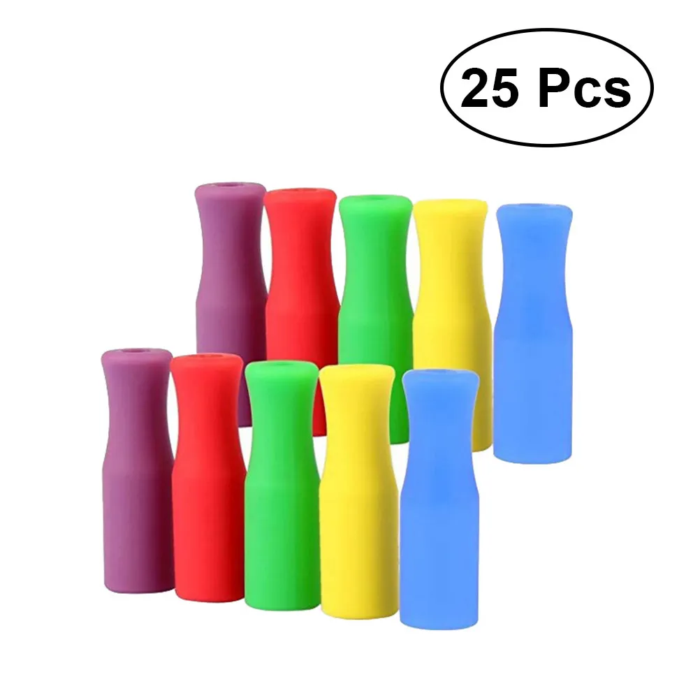 25Pcs Silicone Straw Covers Soft Tip Caps for Stainless Steel Straws Bpa Free Reusable Eco Friendly Smooth Edge Safe Family Use