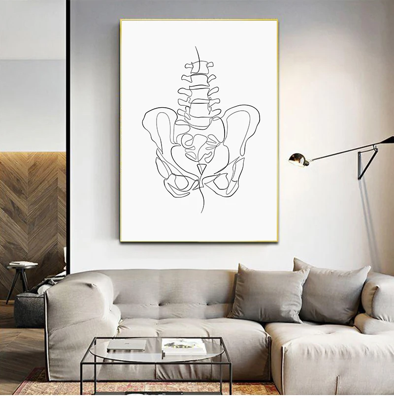 Abstract Chiropractic Art Print Chiropractor Office Decor Vertebrae Sketch Poster Anatomical Human Wall Art Canvas Painting