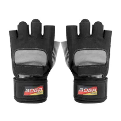 1 Pair Anti Slip Cycling Gloves Gym Weightlifting Workout Gloves Pull Up Weight Training Exercise Gloves with Wrist Strap