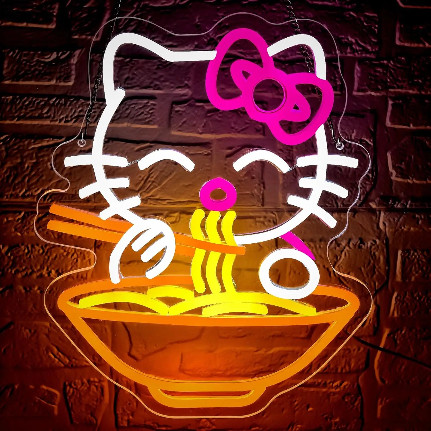

Неоновая LED-вывеска Hello Kitty, едящая лапшу, в стиле ретро, декор для азиатских фестивалей, для дома, бара, ресторана, кафе, подарок, настенное искусство, удача и процветание