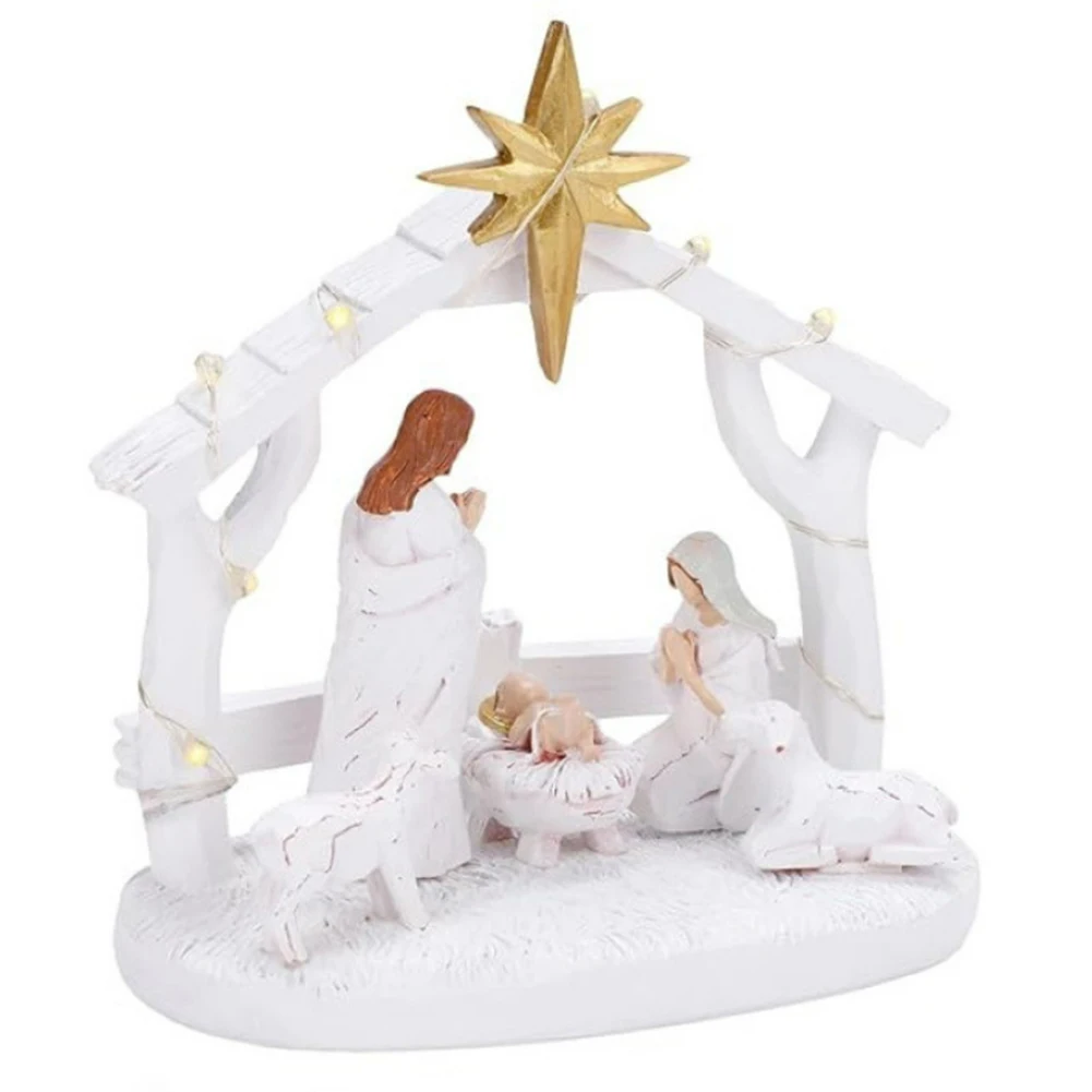 

Christmas Nativity Sets & Figures with LED Lights Jesus Calendar Crafts Decoration Nativity Ceremony Catholic Mini Figurines