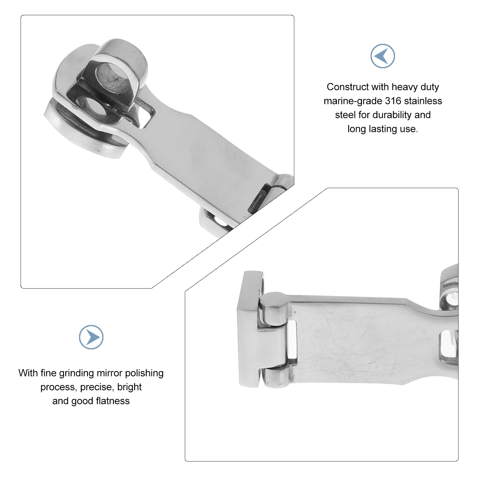 Hasp Lock Marine Door Buckle Padlock Cabinets Locks 316 Stainless Steel Gate for Wooden Fence image 2