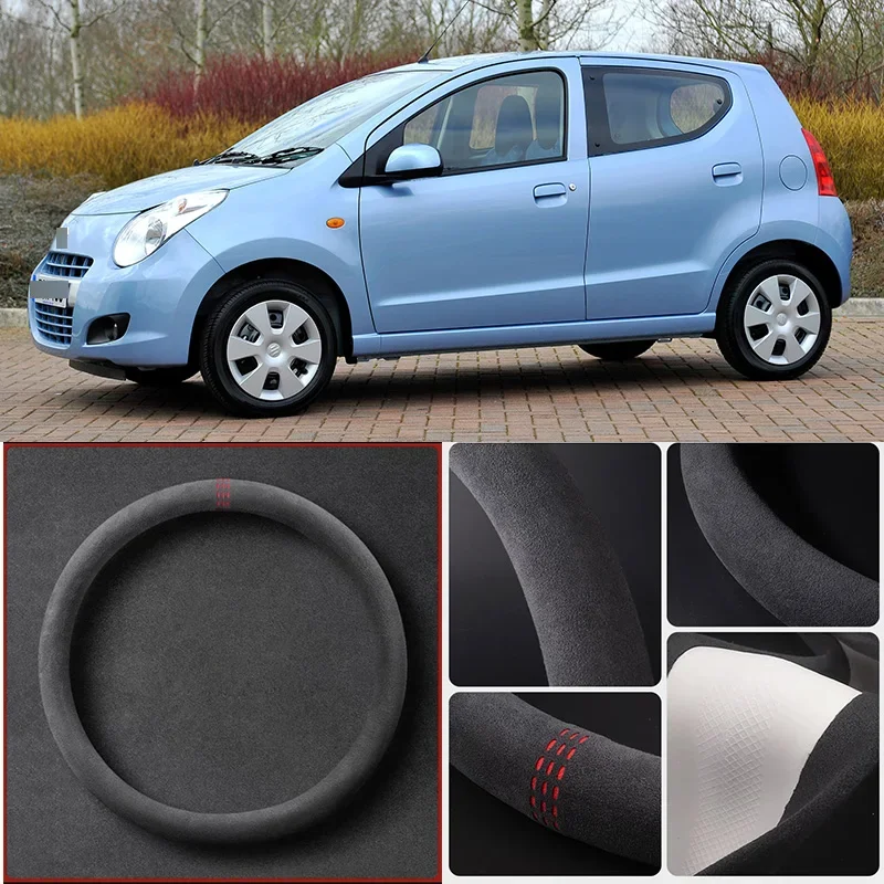 

Alcantara Anti-Slip Black Suede Leather Car Universal Steering Wheel Cover For Suzuki Alto Car Accessories