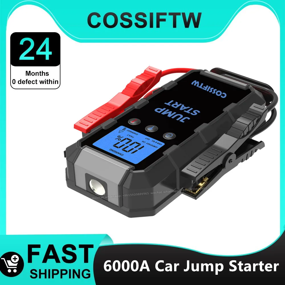 COSSIFTW 6000A Portable 28000 Mah Super Jumper 16.8L Gas 14.8L Diesel  Battery Pack Car Booster Lithium Power Bank Jump Starter