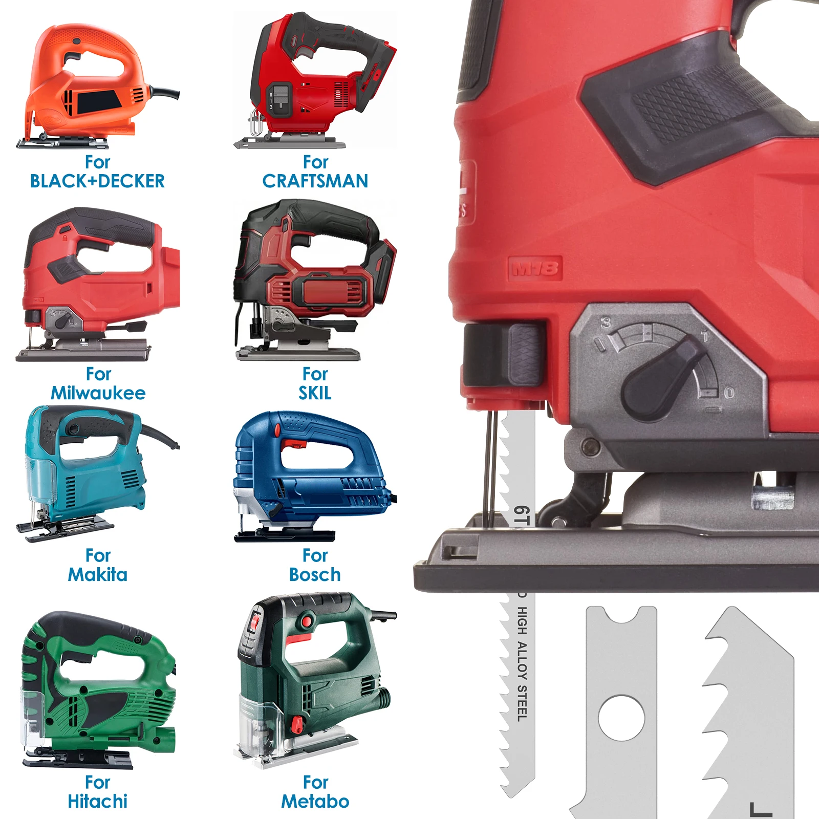 Jeu de lames de scie sauteuse HCS assorties, scie à coupe rapide, outil de travail de calcul, métal et plastique, T118A, TGSM, AO, TGSM, eria, T11/s, T144D