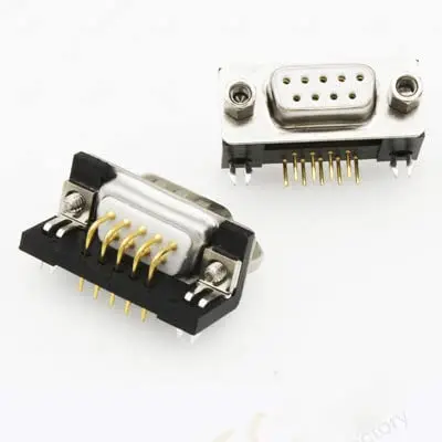 High-Density 9-Pin D-Sub Female Right Angle PCB Mount with Lock & Fishbone