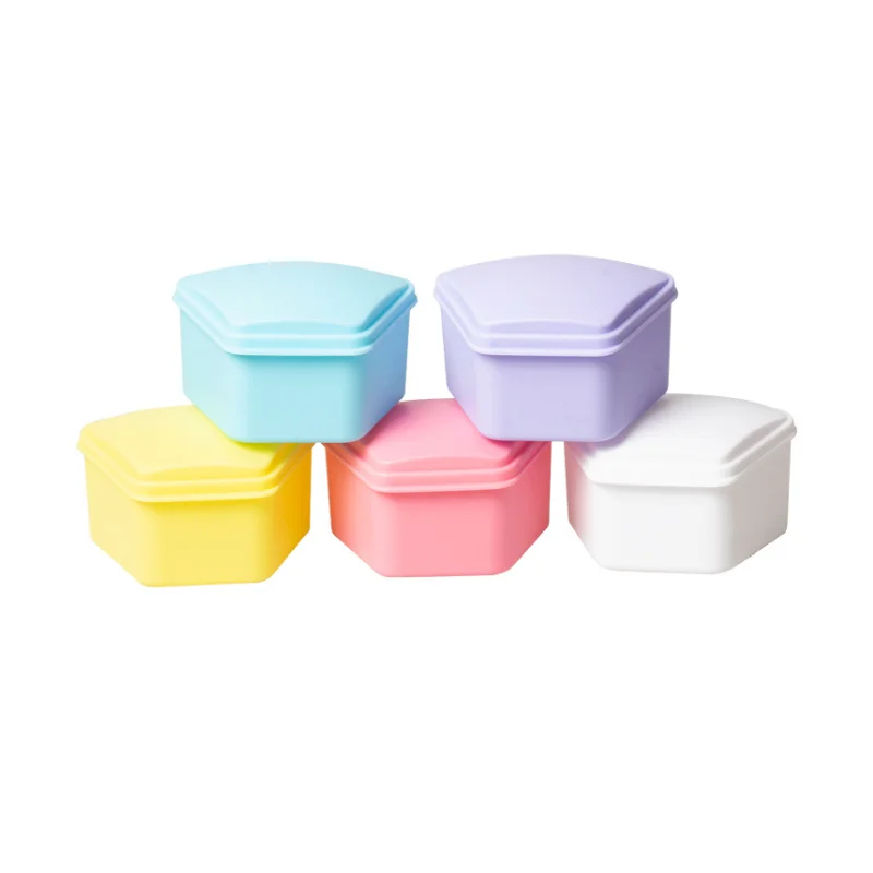 Dental Color Tooth Box Trapezoidal Storage Box Retainer Box Denture Box Orthodontic Box Denture Box Brace Box